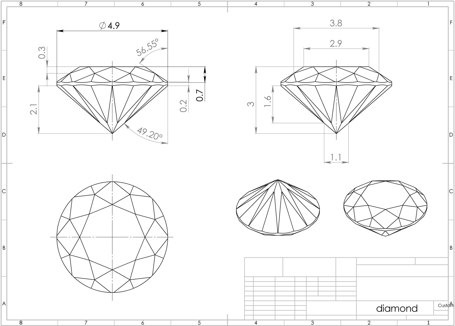 3d renderings of diamond